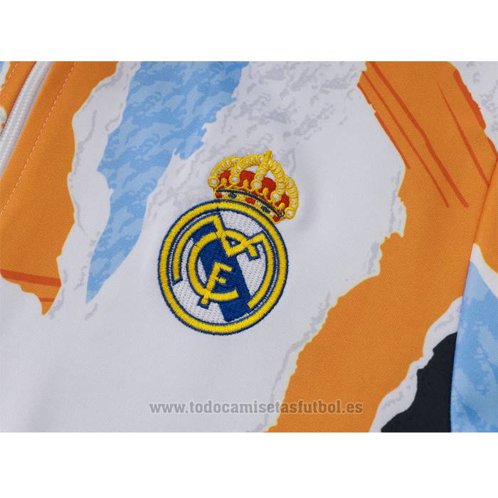 Chandal de Chaqueta del Real Madrid Nino 2024-2025 Blanco y Amarillo
